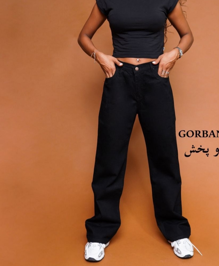 شلوار نیم بگ جین مشکی سایز بزرگ و کوچک 36 تا54